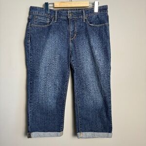 Denizen Levi's Women's Medium Wash Capri Jeans Rolled Hems Blue 14 Stretch Faded